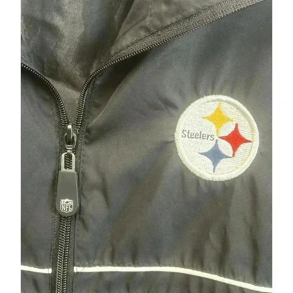 Vintage Pittsburgh Steelers Reebok SI NFL Team Men’s L Zip Up Windbreaker Jacket - Picture 5 of 8